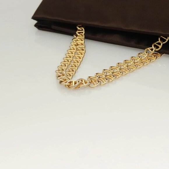 PRADA Chain Tote Bag Satin Brown Gold Auth 127862 - Picture 8 of 16